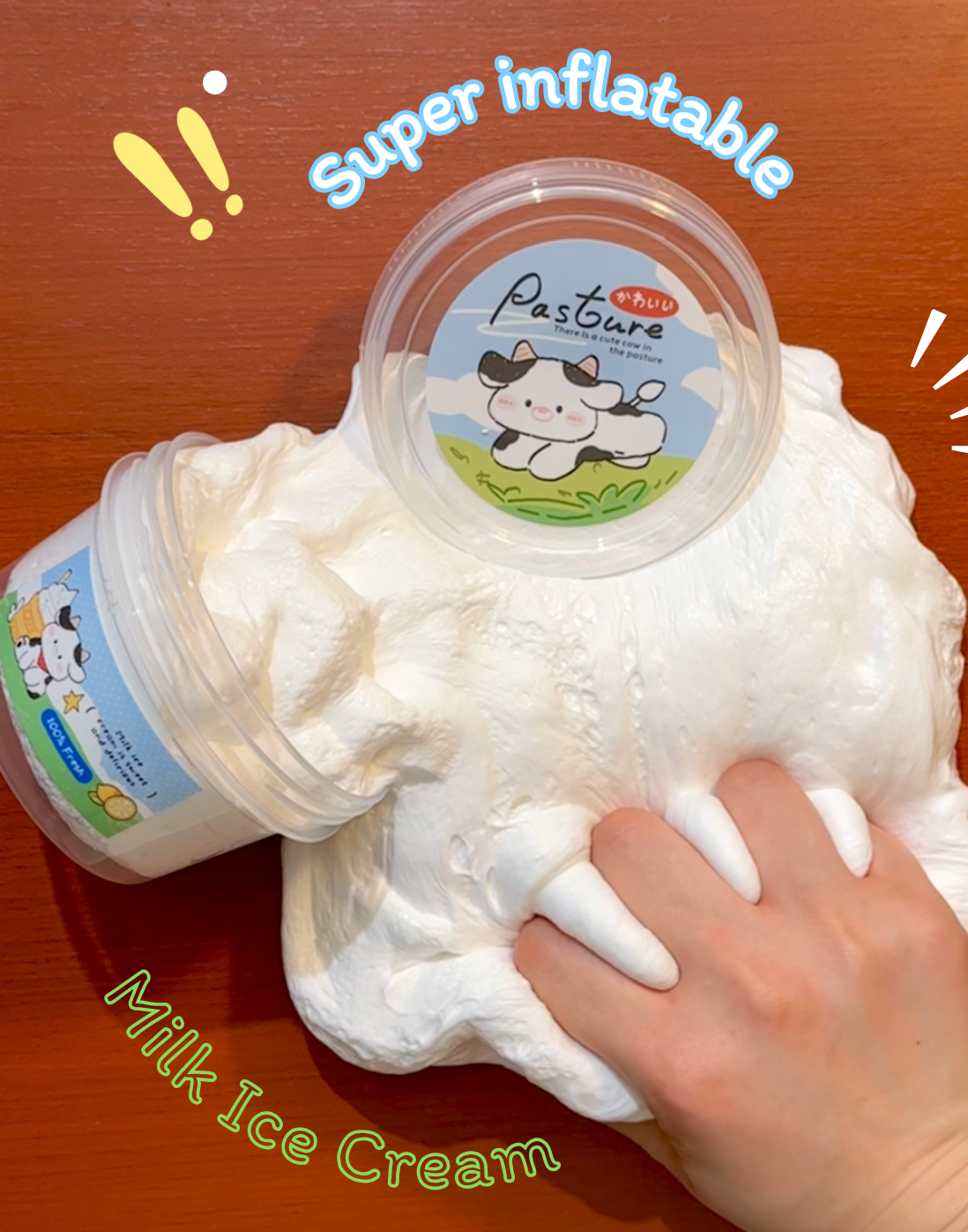 【Milk Ice Cream250ml】🥛Super inflatable slime with a soft and bouncy texture